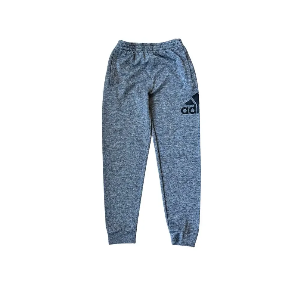 adidas Jogger Sweatpants Youth 14/16 Gray Black Athletic Track Pants Boys